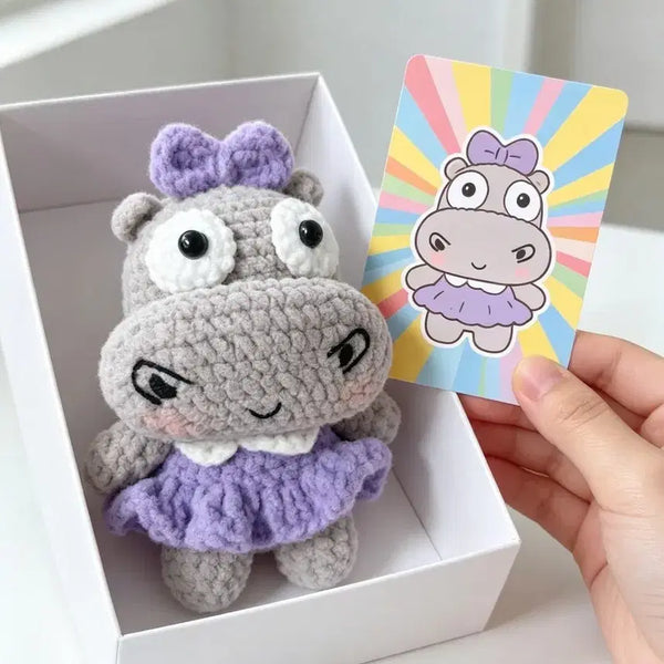 [BUNJANG] Handmade Knitted Cute Hippo Charm Keychain Bag Charm / 손뜨개 귀여운 하마 뜨개 인형 키링 가방고리 핸드메이드