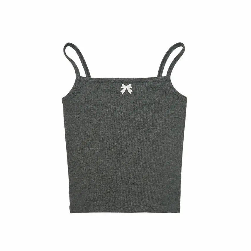 [BUNJANG] Mihev Ribbon Sleeveless Top Gray / 새상품) 미헤브 리본 슬리브리스 탑 그레이