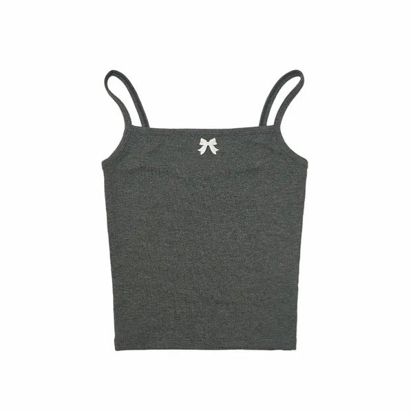 [BUNJANG] Mihev Ribbon Sleeveless Top Gray / 새상품) 미헤브 리본 슬리브리스 탑 그레이