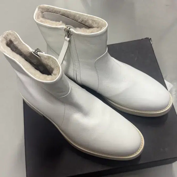 [BUNJANG] Theory Soft Calf Shearling Bootie White Size 38 / 띠어리(Theory) 소프트 카프 시어링 부티 (화이트) 38사이즈