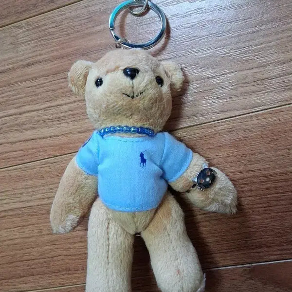 [BUNJANG] Blue Top & Necklace Bear Charm Keychain / 곰돌이 키링