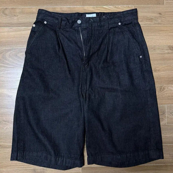 [BUNJANG] Youth Wide Half Denim Pants - Washed Black / 유스 Wide Half Denim Pants - Washed Black