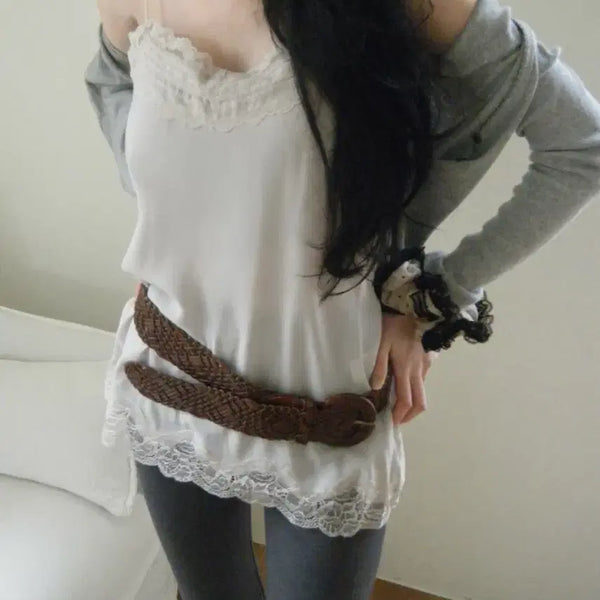 [BUNJANG] Seer Fale Kissed Slip Lace Cami - Pale Grey / 씨어 seer fale kissed slip 슬립 나시 레이스 그레이