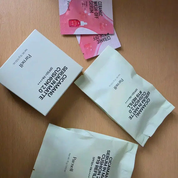 [BUNJANG] Parnell Cica Manu Serum in Matte Cushion 2.0 SPF30 PA++ (19 Vanilla) - Full Size + 2 Refills / 파넬 시카마누 세럼 인 매트쿠션 2.0 19호 본품1개+리필2개
