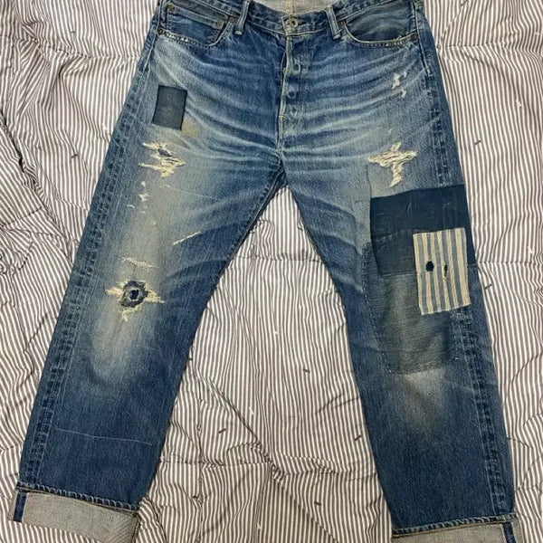 [BUNJANG] Spellbound Selvage Patchwork Denim Jeans (Size 34) / 스펠바운드 spellbound 셀비지 패치워크 데님 34