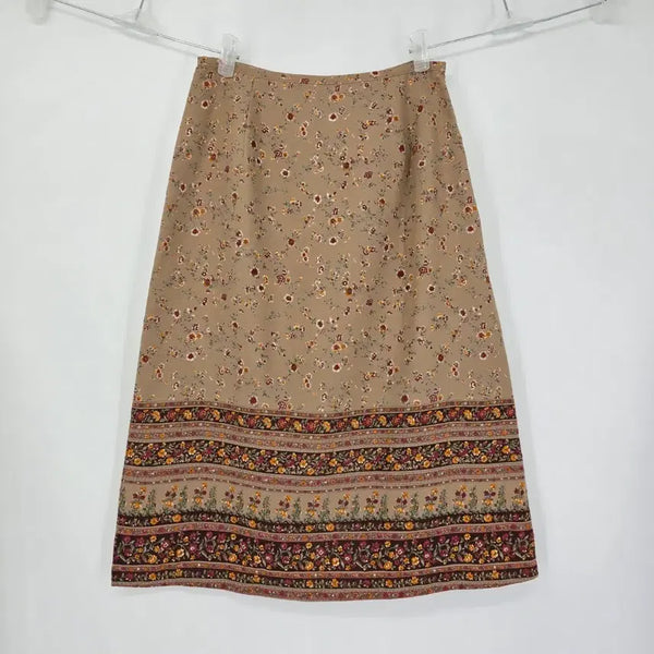 [BUNJANG] Vintage Japanese Floral Pattern Long Skirt Beige / 일본 빈티지 플로럴 패턴 롱 스커트 베이지 26 [E31101]