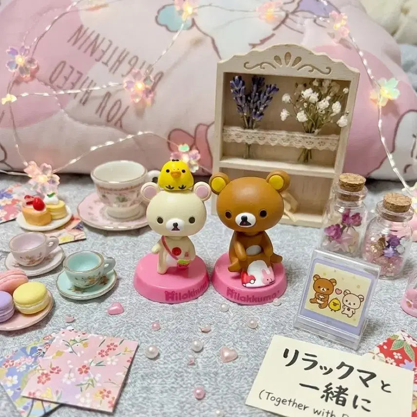 [BUNJANG] Rilakkuma Korilakkuma Vintage Shaking Figures Set / 리락쿠마 코리락쿠마 고전 흔들흔들 피규어 세트