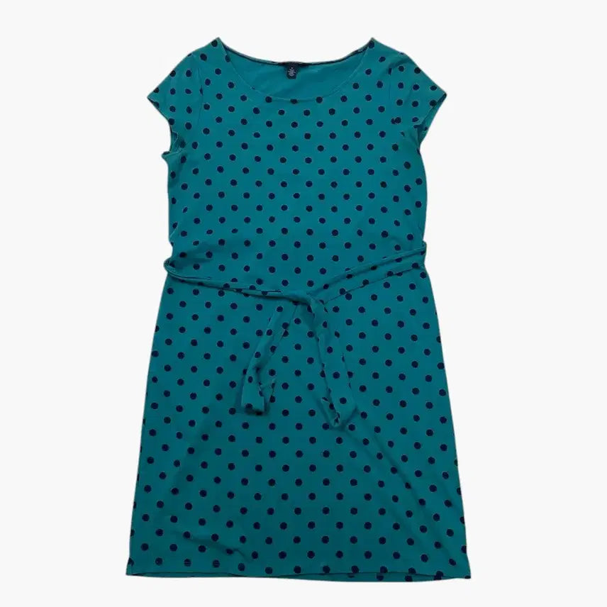 [BUNJANG] Tommy Hilfiger Teal Dot Short Sleeve Dress / 타미힐피거 Tommy Hilfiger 청록 도트 허리끈 원피스 M