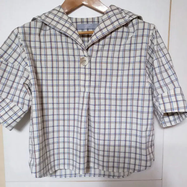 [BUNJANG] 8 Seconds Checkered Sailor Blouse / 에잇 세컨즈 체크무늬 세일러 블라우스