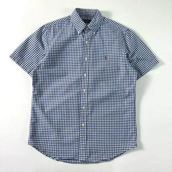 [BUNJANG] Polo Ralph Lauren Embroidered Cotton Check Short Sleeve Shirt / Polo  폴로 랄프로렌 자수 코튼 체크 반팔 셔츠