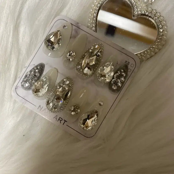 [BUNJANG] Handmade Nail Tips with Jewel Embellishments / 수제네일팁