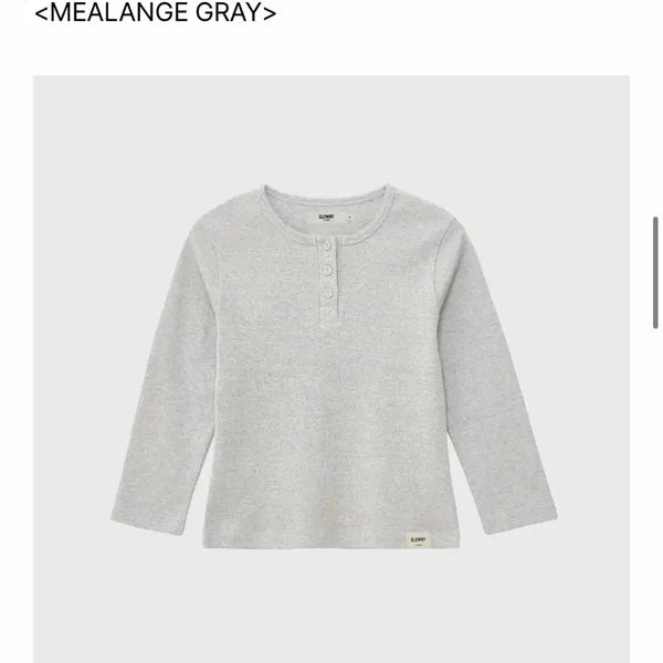 [BUNJANG] Glowny 3/4 Button Fly Tee L Mélange Gray / 글로니 3/4 BUTTON FLY TEE L 멜란지그레이