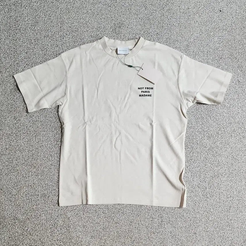 [BUNJANG] Drole de Monsieur Lettering Short Sleeve T-Shirt M Light Beige / 드롤드무슈 레터링 반팔 티셔츠 M