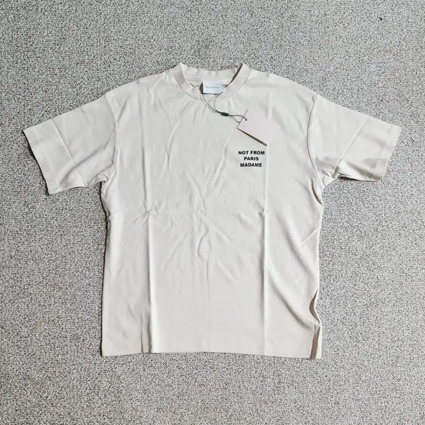 [BUNJANG] Drole de Monsieur Lettering Short Sleeve T-Shirt M Light Beige / 드롤드무슈 레터링 반팔 티셔츠 M
