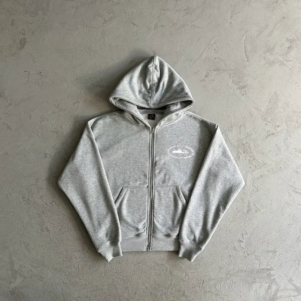 [BUNJANG] Corteiz Superior Royal Zip Hoodie Header Grey / 코르테이즈 슈페리어 로얄 집 후드 헤더 그레이