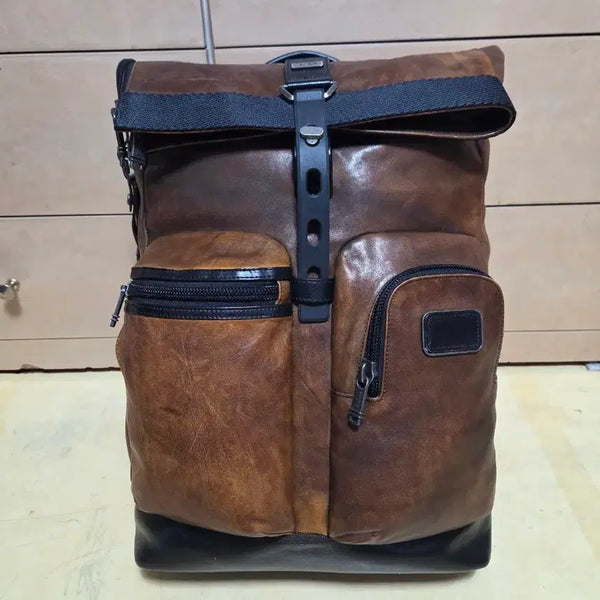 [BUNJANG] Tumi Alpha Bravo Luke Roll-Top Leather Backpack Vintage / 투미 정품 알파브라보 루크 롤탑 레더 백팩 빈티지