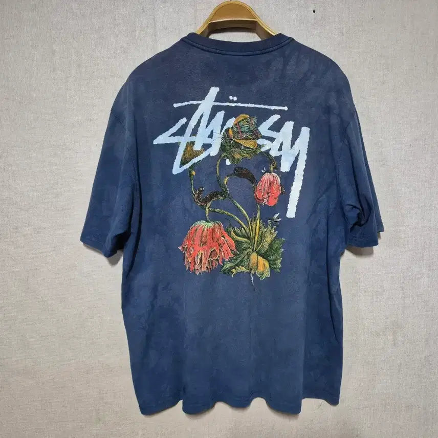 [BUNJANG] Stussy Logo Print Short Sleeve T-Shirt Navy XL / 스투시 반팔티 네이비xl