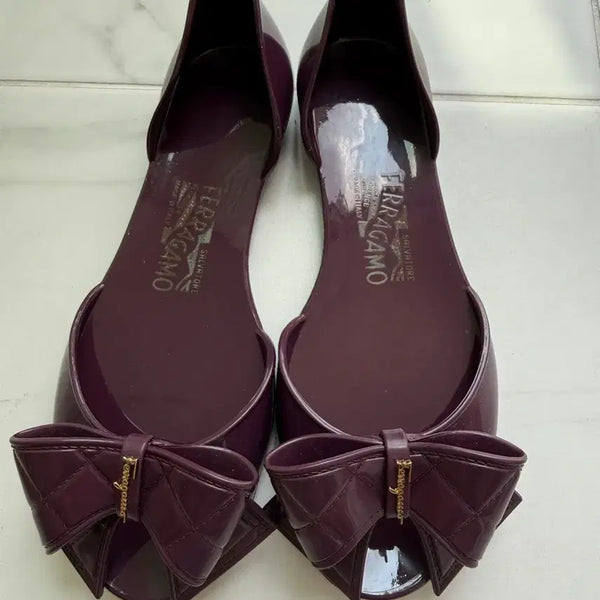 [BUNJANG] Salvatore Ferragamo Purple Ribbon Jelly Flats Size 5 / 페라가모 보라 리본 젤리슈즈 5사이즈