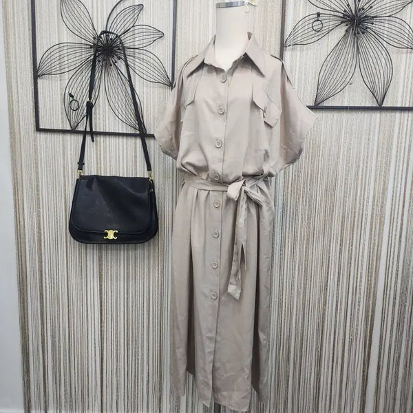 [BUNJANG] OZOC Beige Shirt Dress / OZOC오조크 셔츠원피스 베이지free