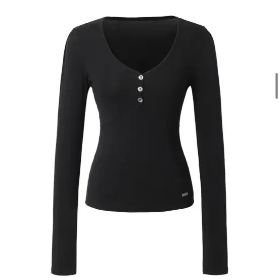 [BUNJANG] Khaki Point Puff Long Sleeve Black / 카키포인트 퍼프 롱슬리브 블랙