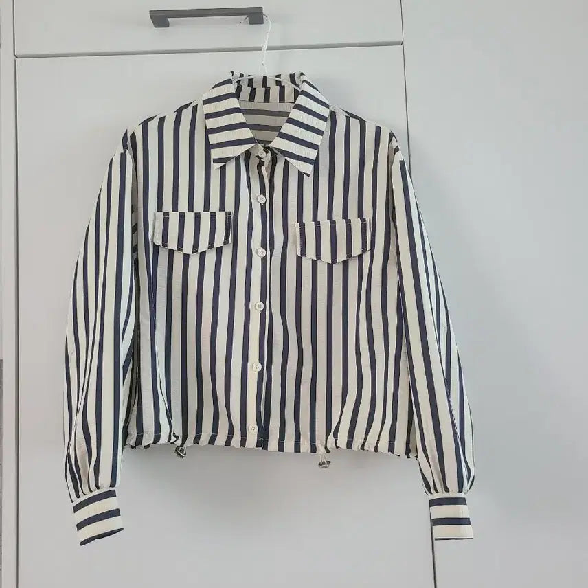 [BUNJANG] Stripe Shirt Jacket (Ivory, Black) / 스트라이프 (아이보리,블랙) 셔츠 자켓