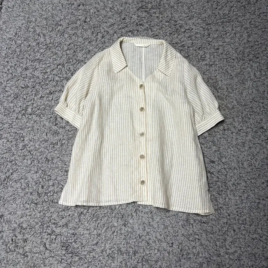 [BUNJANG] G-Cut 100% Linen Striped Blouse / 지컷 린넨100 블라우스