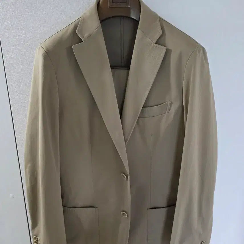 [BUNJANG] Global Work x Ring Jacket Beige Stretch Setup Suit / GW 링자켓 베이지 스트레치 셋업 수트