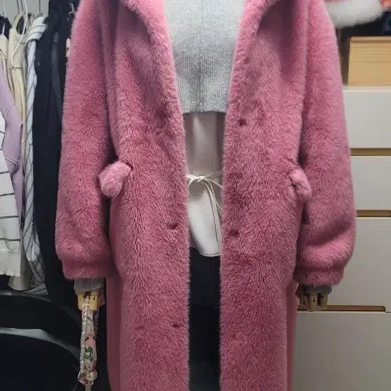 [BUNJANG] Faux Fur Long Coat (Free Size) / 페이크퍼 롱코트 free size