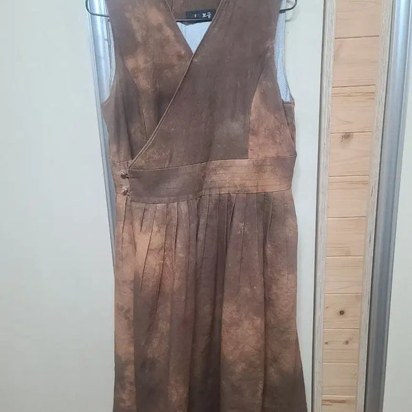 [BUNJANG] Jinusy Suede Wrap Dress Brown / 국산우리옷 지누시:보그나 스웨이드 랩 원피스 브라운