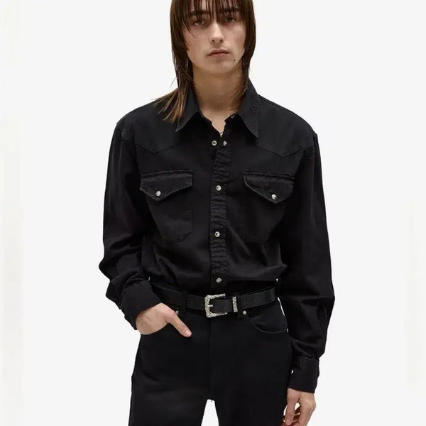 [BUNJANG] ELMUDE Terry Denim Shirt Black / 엘무드 테리 데님 셔츠 블랙