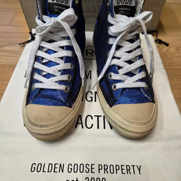[BUNJANG] Golden Goose Silver Star High-Top Blue Sneakers / 골든구스 실버 스타 하이탑 블루 스니커즈