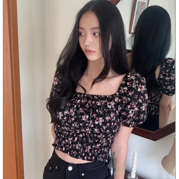[BUNJANG] Failjade Flower Blouse Black / 페일제이드 꽃 블라우스