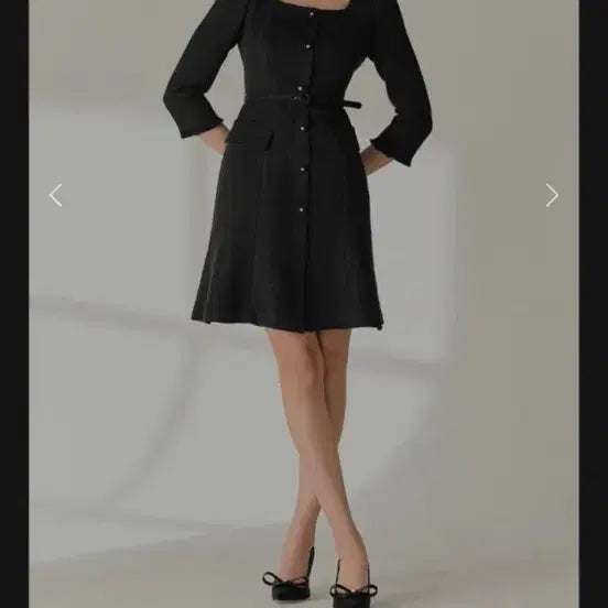 [BUNJANG] BAU Bride & You Melissa Tweed Square Neck Mini Dress Black / BAU 브라이드앤유 멜리사 스퀘어넥 트위드 미니 원피스 블랙