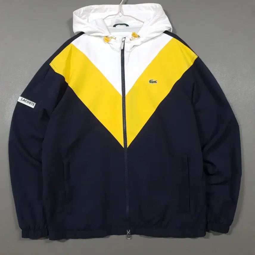 [BUNJANG] Lacoste 20FW Color Block Windbreaker Hooded Blouson Jacket - Blue / 국내 100) 라코스테 신형 20FW 컬러블럭 바람막이 후드 블루종 자켓