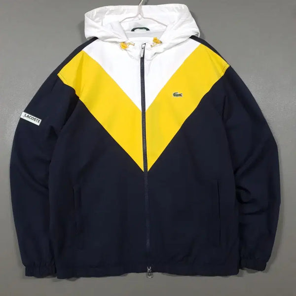 [BUNJANG] Lacoste 20FW Color Block Windbreaker Hooded Blouson Jacket - Blue / 국내 100) 라코스테 신형 20FW 컬러블럭 바람막이 후드 블루종 자켓