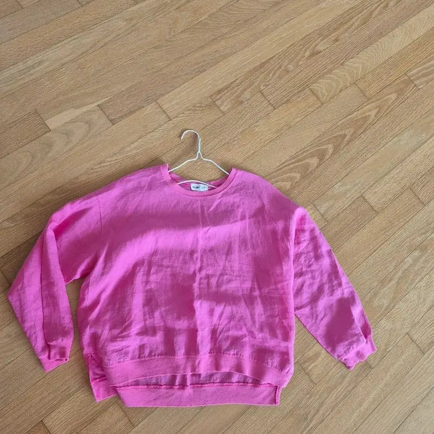 [BUNJANG] Pink Linen Sweatshirt T-Shirt / 핑크색 맨투맨 티셔츠  린넨