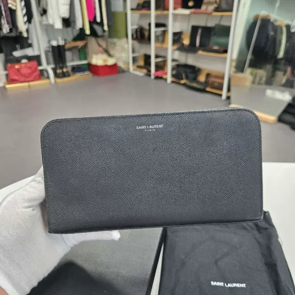 [BUNJANG] Authentic Yves Saint Laurent Logo Zip Long Wallet / [정품] 입생로랑 로고 지퍼 장지갑