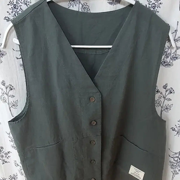 [BUNJANG] Mint Green V-Neck Button Vest / 민트그린 브이넥 버튼 조끼