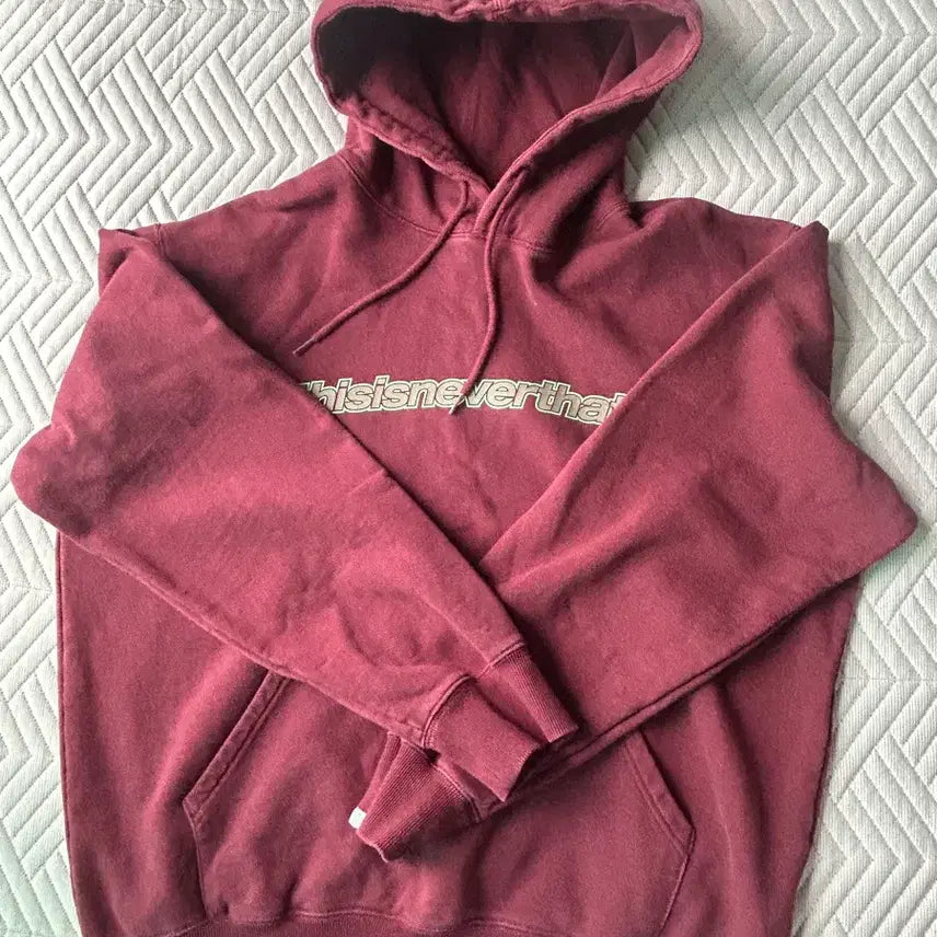 [BUNJANG] Thisisneverthat Logo Hoodie Burgundy / 디스이즈네버댓 로고 후드 버건디
