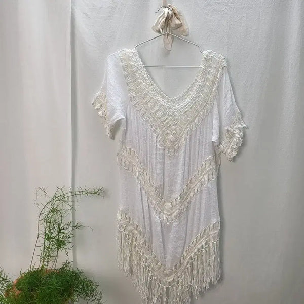 [BUNJANG] Vintage Bohemian Tassel Blouse Tunic / 빈티지 보헤미안 태슬 블라우스 튜닉 에스닉 핀터