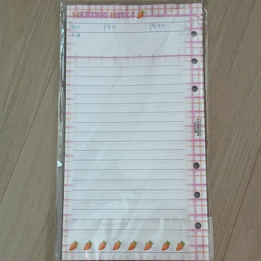 [BUNJANG] London Club Meeting Notes 6-Ring Binder Inserts / 고전문구 런던클럽 미팅노트 6공 다이어리 속지