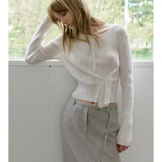 [BUNJANG] Artid Summer Cotton Slim Cardigan White S / 새상품) 아티드 썸머 코튼 슬림 가디건 화이트 s