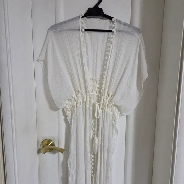 [BUNJANG] White See-Through Beachwear Cover-Up / 비치웨어 시스루 커버업 화이트