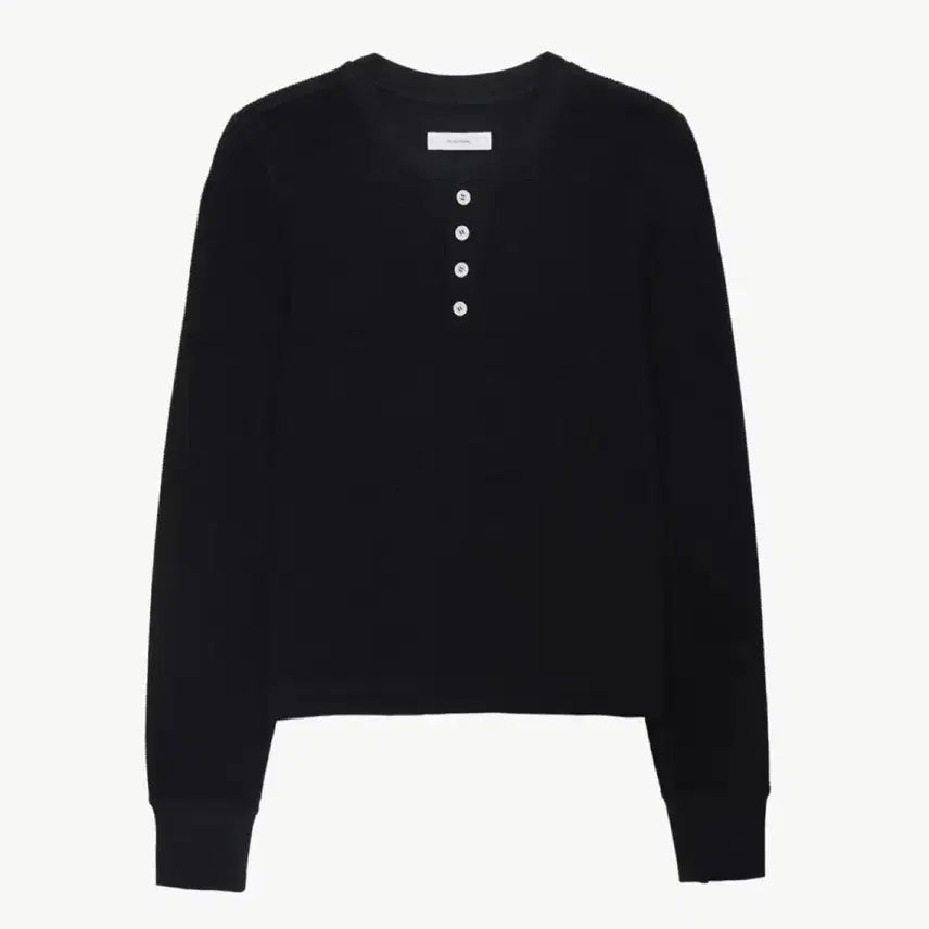 [BUNJANG] Mundal Henry Neck Waffle T-Shirt (Black / Unisex) / [새상품/택X] 문달 헨리넥 와플 티셔츠 (블랙 / unisex)