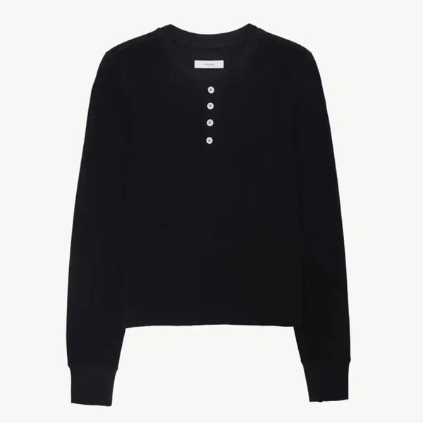 [BUNJANG] Mundal Henry Neck Waffle T-Shirt (Black / Unisex) / [새상품/택X] 문달 헨리넥 와플 티셔츠 (블랙 / unisex)
