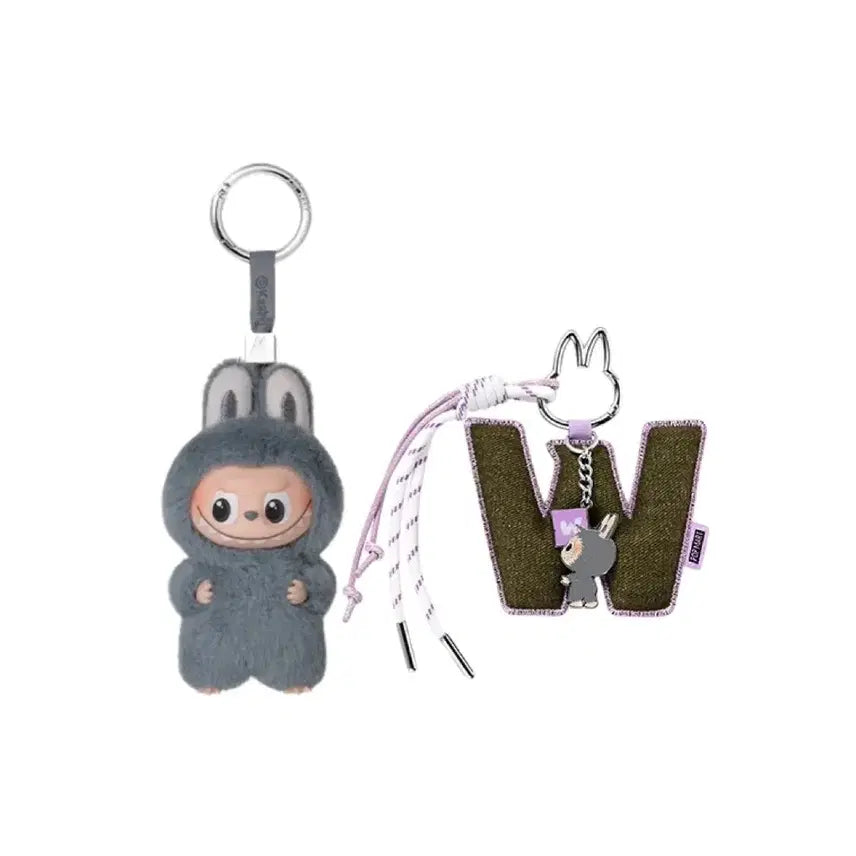 [BUNJANG] POP MART Pin for Love Set (Initial W) Mini Labubu & Keychain Set / [팝마트] 핀포러브 세트(W)