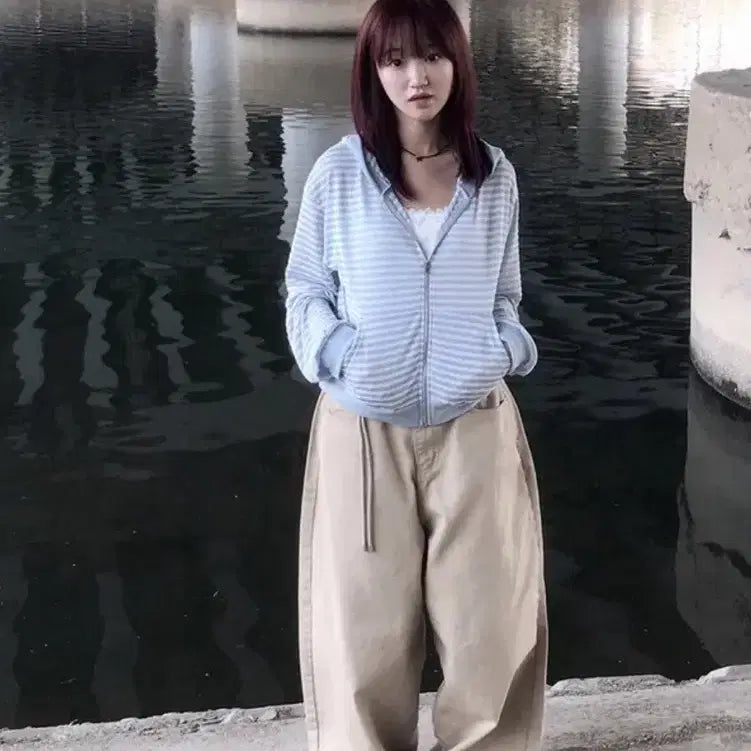 [BUNJANG] Beige Cotton Wide Pants / 베이지 코튼 와이드 팬츠
