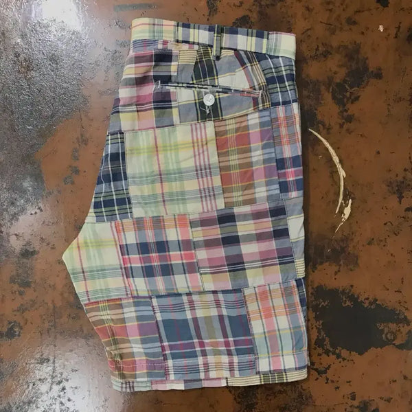 [BUNJANG] Polo Ralph Lauren Madras Patchwork Shorts / 폴로랄프로렌 마드라스 체크 패치워크 숏 팬츠 반바지 허리 35 36
