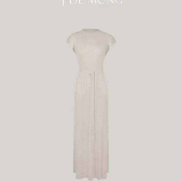 [BUNJANG] JADEDMONK Glow Mock Neck Cap Sleeve Dress Dove Ivory / 제이드몽 글로우 반목 캡슬리브 원피스 도브아이보리