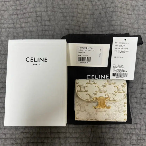 [BUNJANG] Celine Small Wallet Triomphe Canvas White Tan / 새상품 셀린느 스몰 월렛 트리옹프 캔버스 화이트 탄